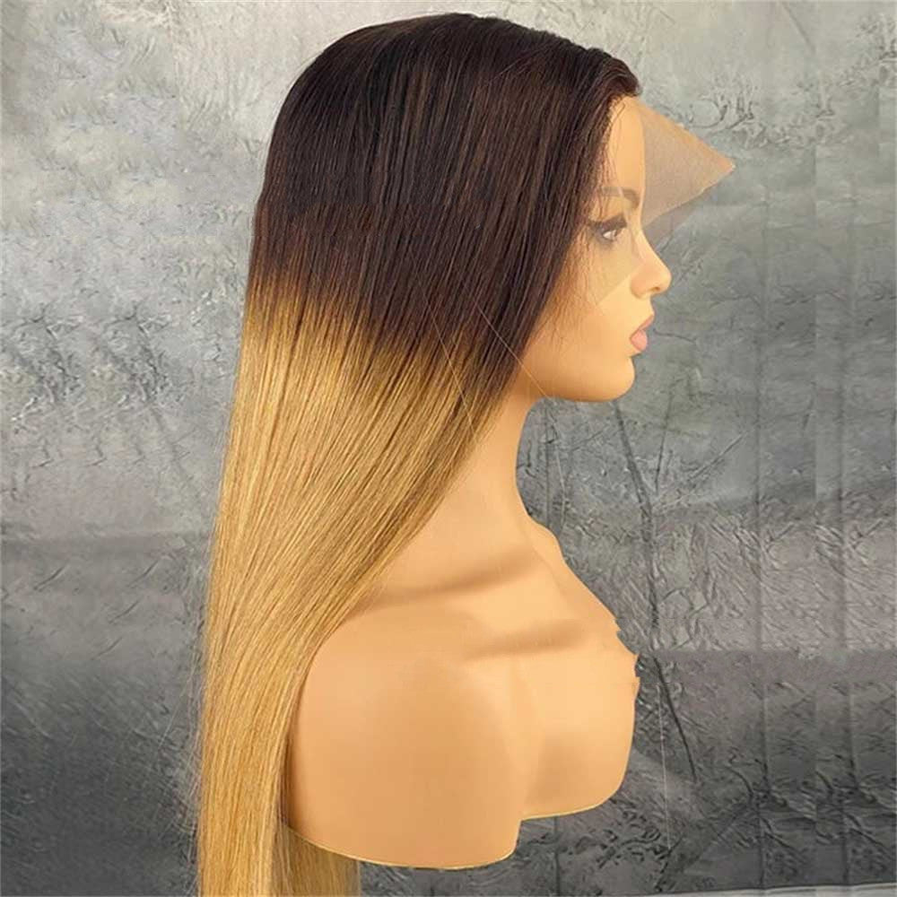 Women's Real Hair Gradient Wig with Lace Headgear - 150/180 Density, 18-24 Inches