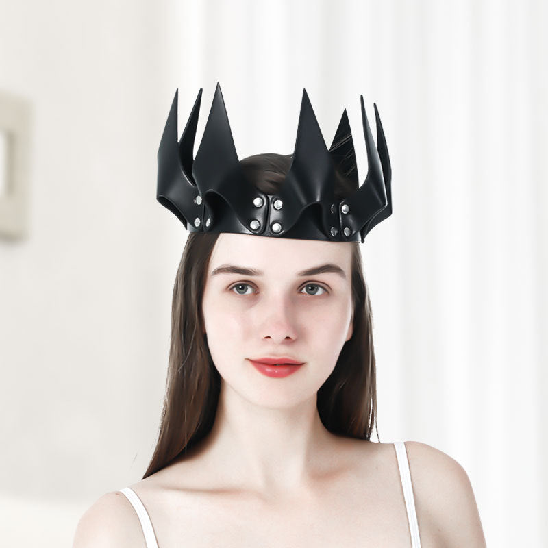 Leather Crown Party Headwear - Black