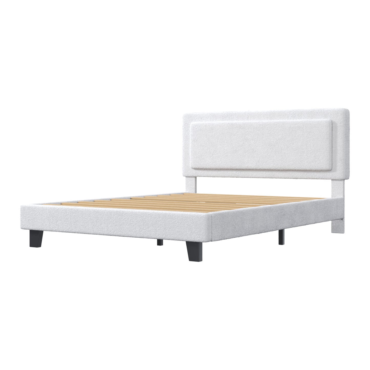 Queen Size Bed Frame Upholstered Platform With Adjustable Headboard