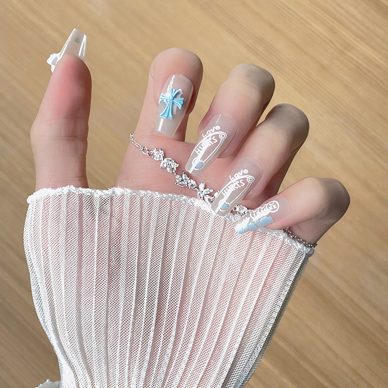 Women's Nail Art Kit with Detachable Color Variants - Spicy White Armor Design
