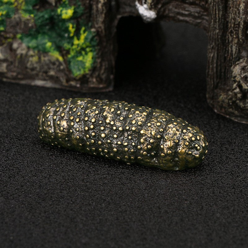 Sea Cucumber Brass Ornament - Antique Copper Tea Pet for Home Decor