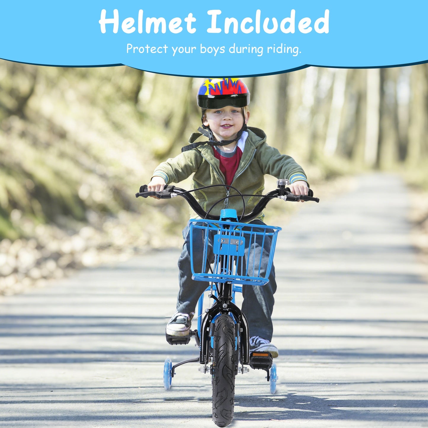 Kids Bicycle with Training Wheels and Helmet - Multiple Sizes