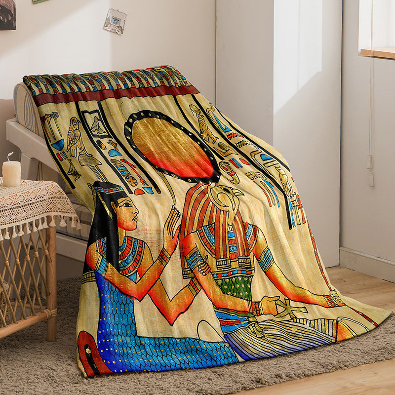 Indian Style Flannel Blanket - Digital Print Bohemian Bedding