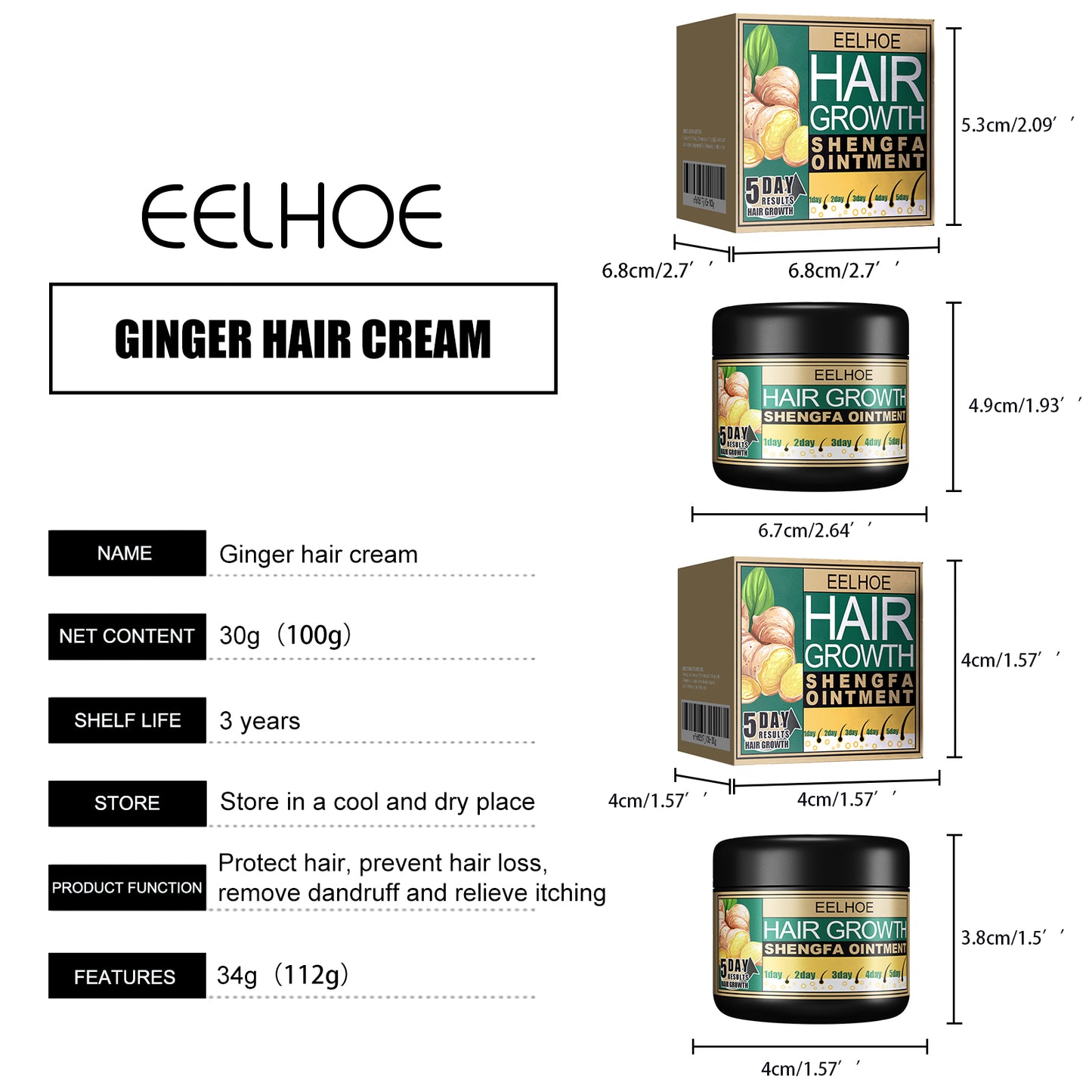 Ginger Hair Growth Ointment - Nourishing Scalp Treatment for Thinning Hair