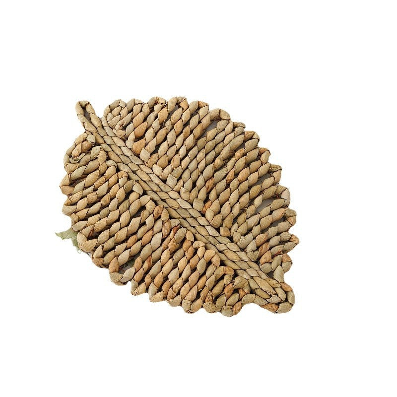 Handwoven Leaf-Shaped Coasters and Trivets for Home Decor, Thickened, Multiple Sizes