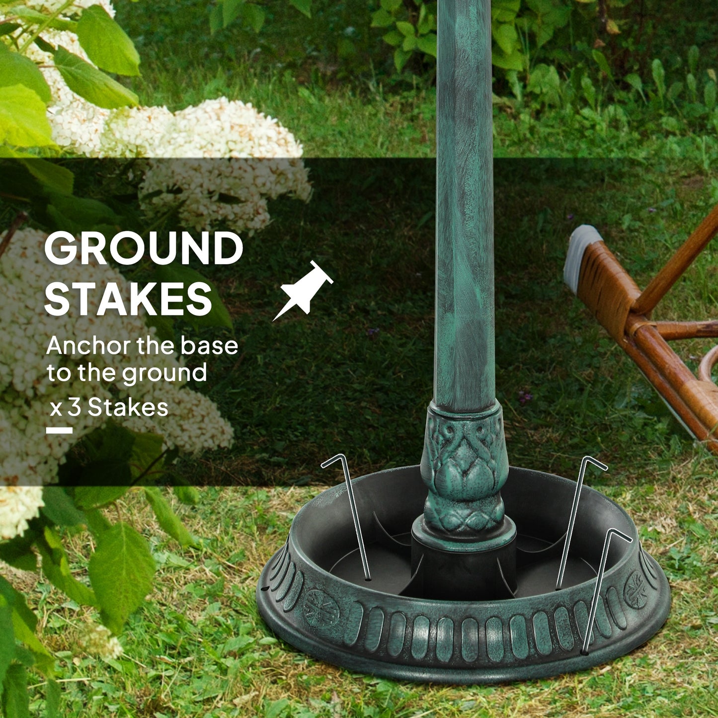 3-in-1 Garden Bird Bath with Feeder and Flower Planter - Green