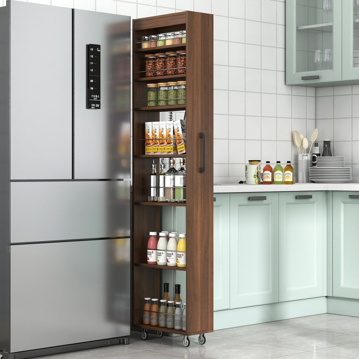 7-Tier Multi-Functional Pull-Out Storage Shelf - Walnut