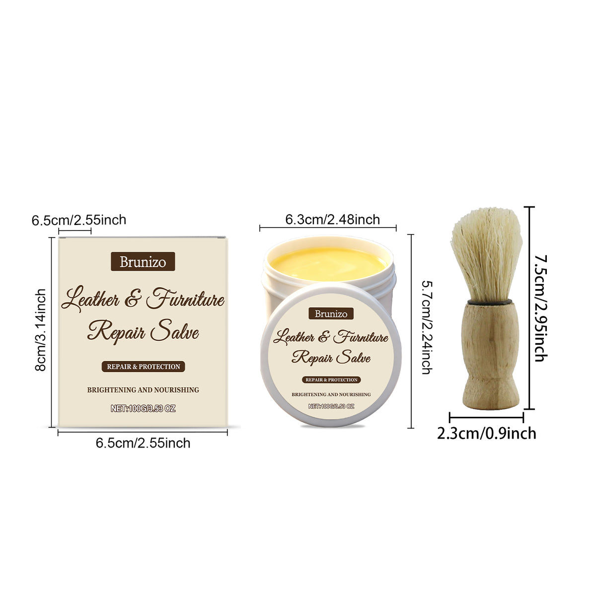 Leather Care Cream 100g with Brush - Shoe & Leather Maintenance Kit