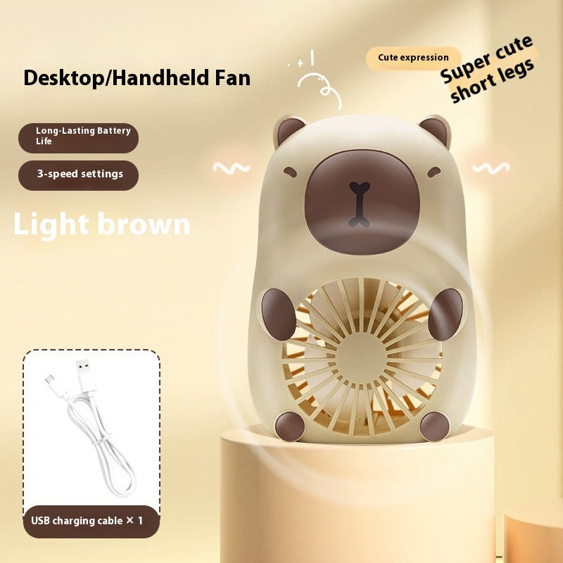 Hand-held Cute Capybara Fan - Mini Portable Battery Operated