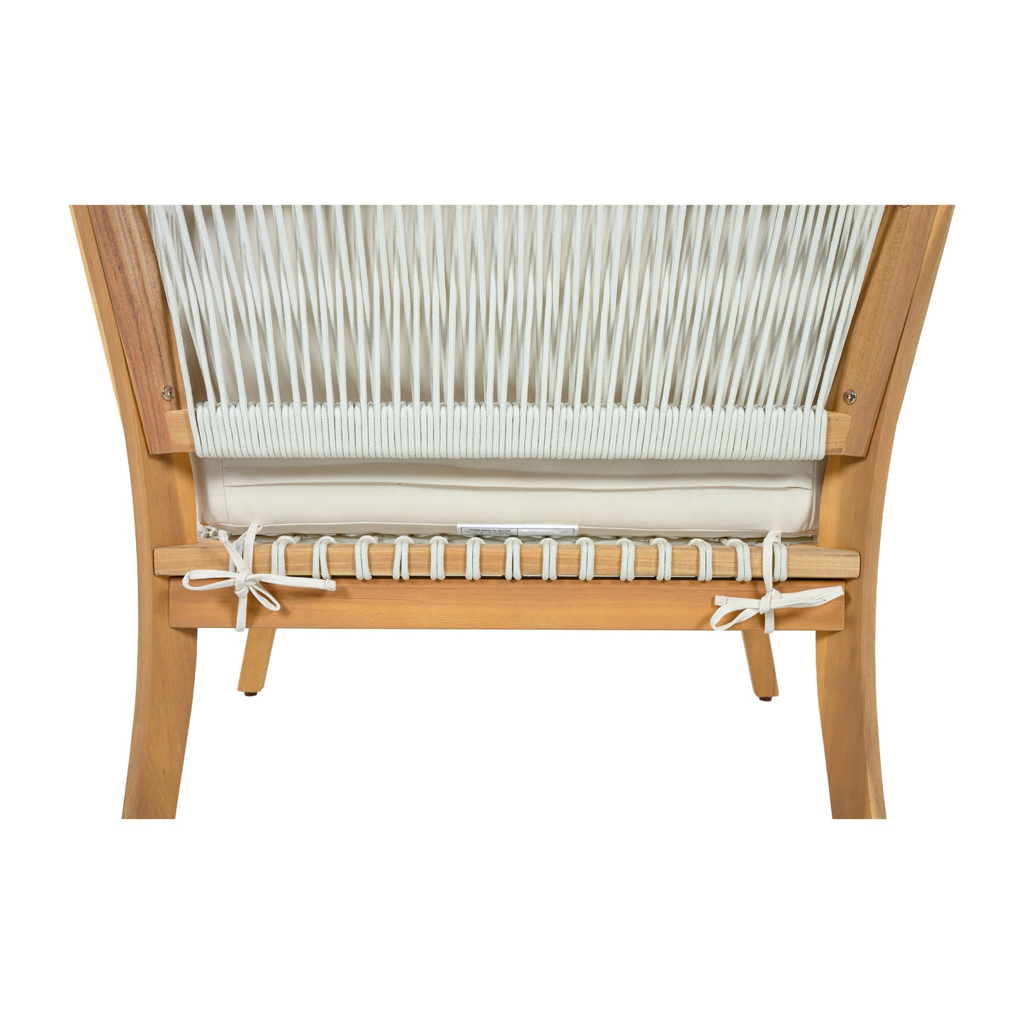 Outdoor Acacia Wood Lounge Chair with Thick Cushions - Natural/Beige