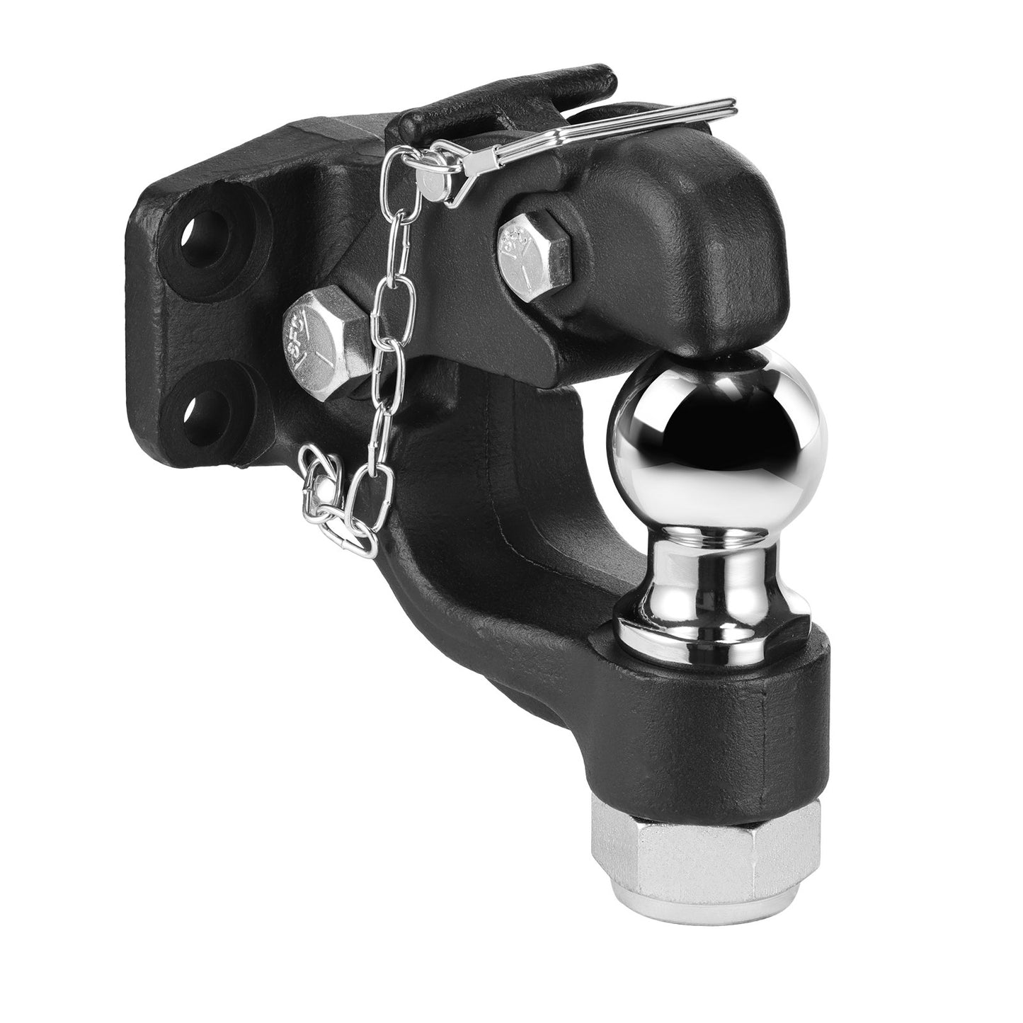 Heavy-Duty Pintle Hitch 2-Inch Ball for 2.5-3 Inch Lunette Ring 20,000 lbs