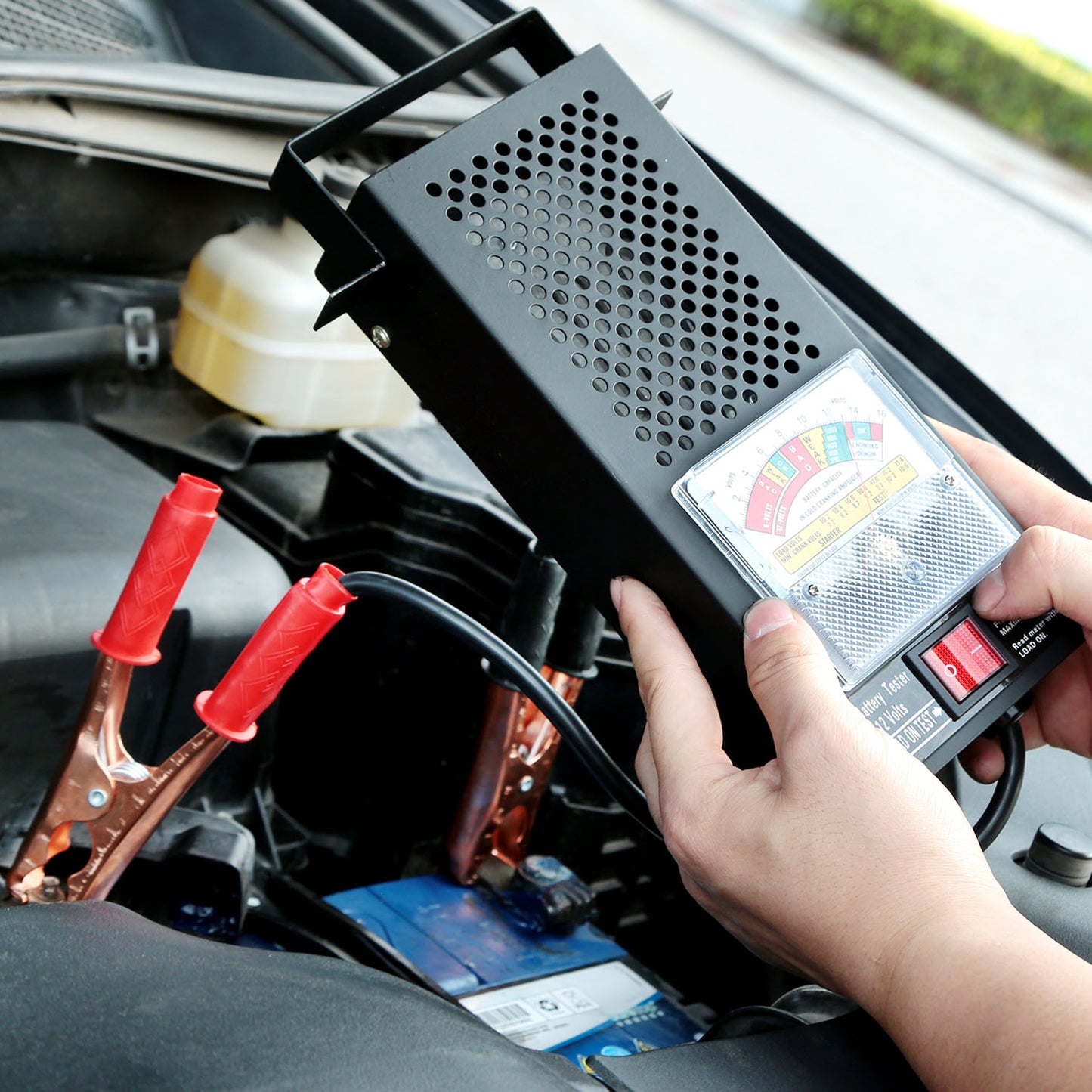 Battery Load Tester 6-12V Automotive Battery Tester with Copper Clips and Handle
