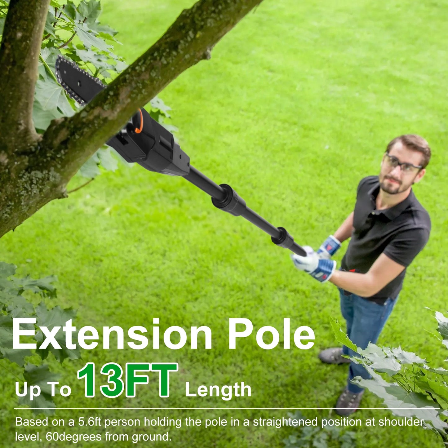 Cordless Pole Saw 7.4FT Extendable Garden Tree Trimmer with Batteries & Charger