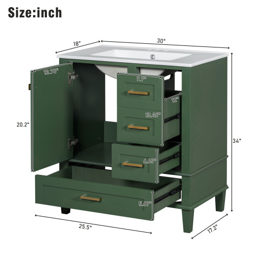 30" Bathroom Vanity Set with Sink Combo and Soft Closing Door