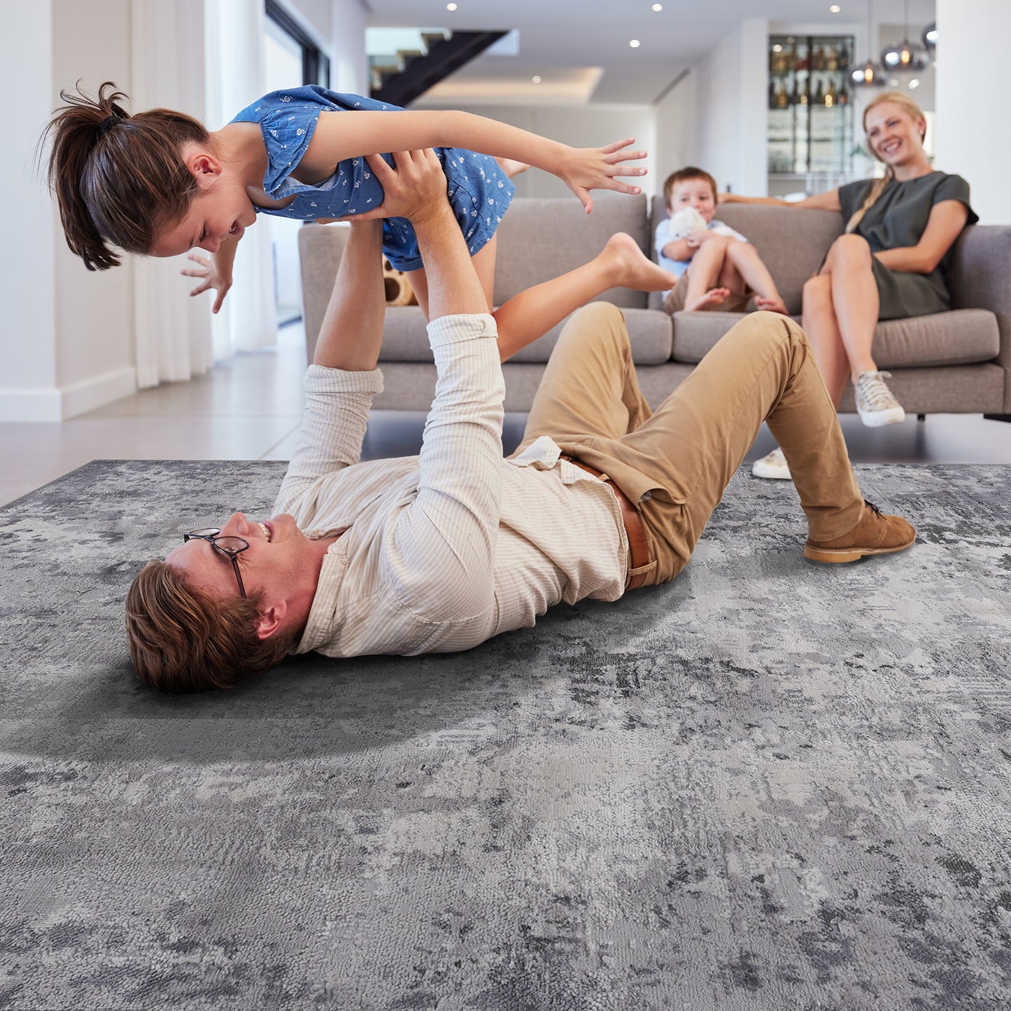 MARFI 5X7 Light Grey Abstract Area Rug