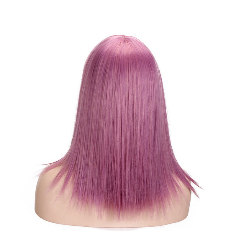 European & American Style Synthetic Wig with Straight Bangs - 60cm, Cosplay Hair