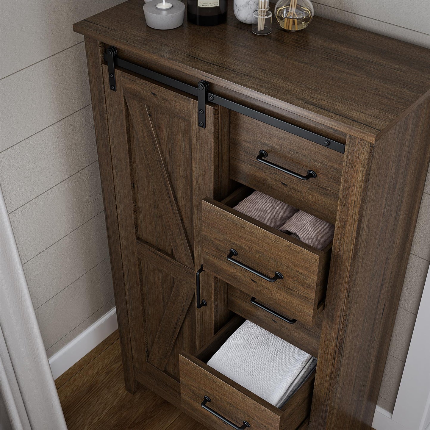 Walnut Alton Farmhouse Gentleman's Chest - Rustic Storage Dresser
