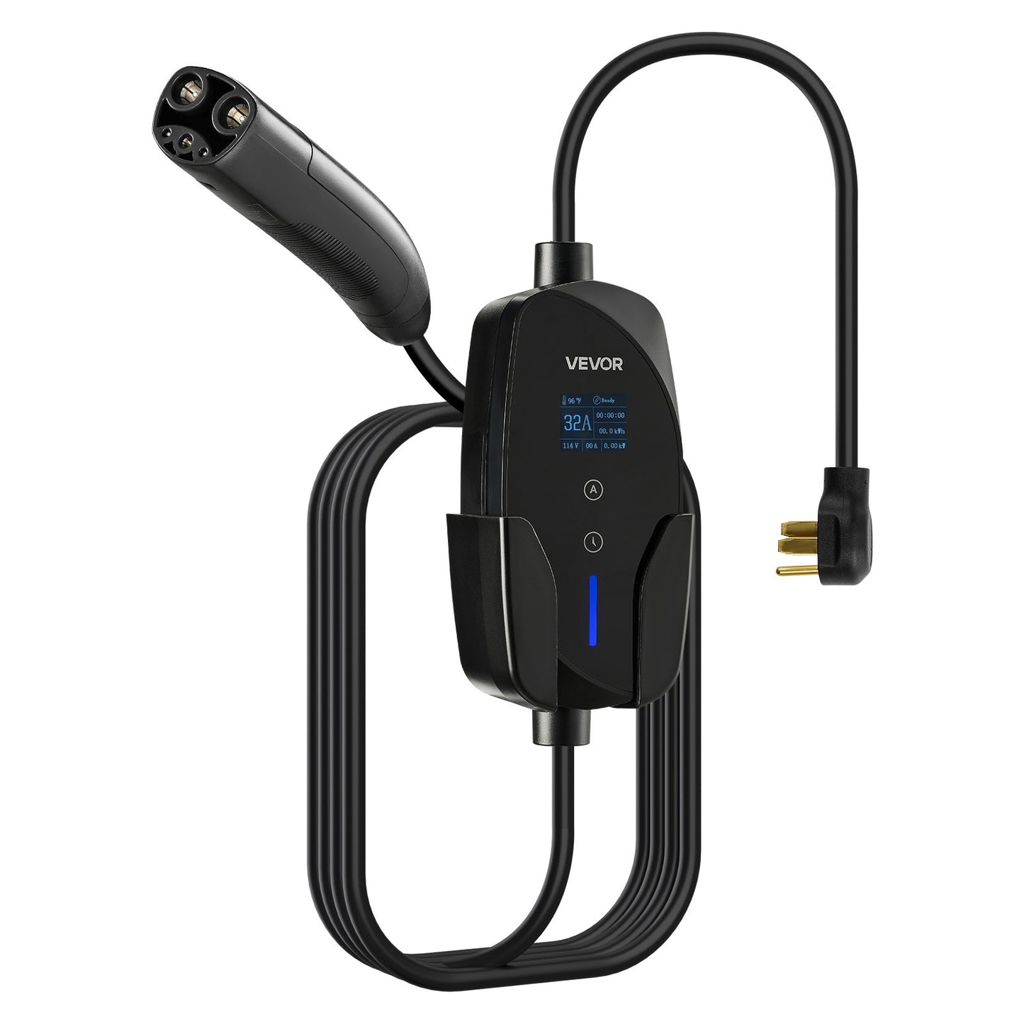Level 2 EV Charger 32A 240V NEMA 14-50P with 25 ft Cable - Black