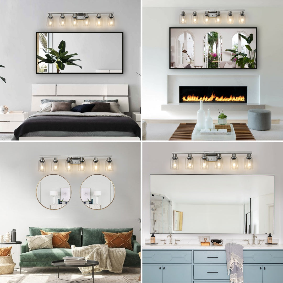 Modern 6-Light Bathroom Vanity Light Fixture - Brushed Nickel