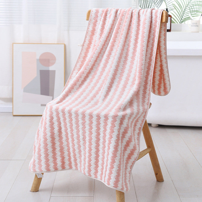 Large Coral Fleece Bath Towel - Thickened Swim & Beach Towel 70x140cm