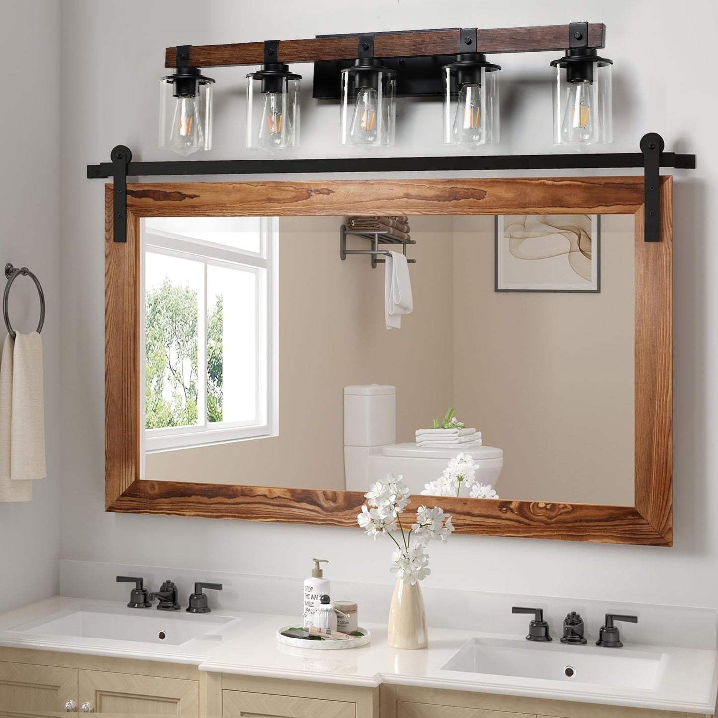 Rustic 5-Light Vanity Light Fixture - Industrial Bathroom Sconce
