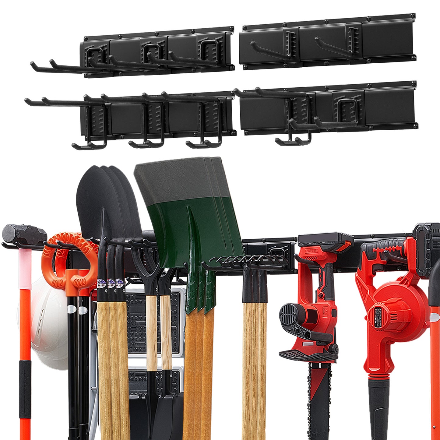 Garage Tool Organizer Wall Mount 66 Inch Heavy Duty Storage Rack with 4 Rails and 10 Hooks