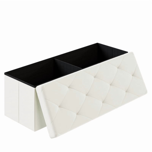 43 Inches Folding Ottoman With Storage Bench, Foot Rest Stool, End Of