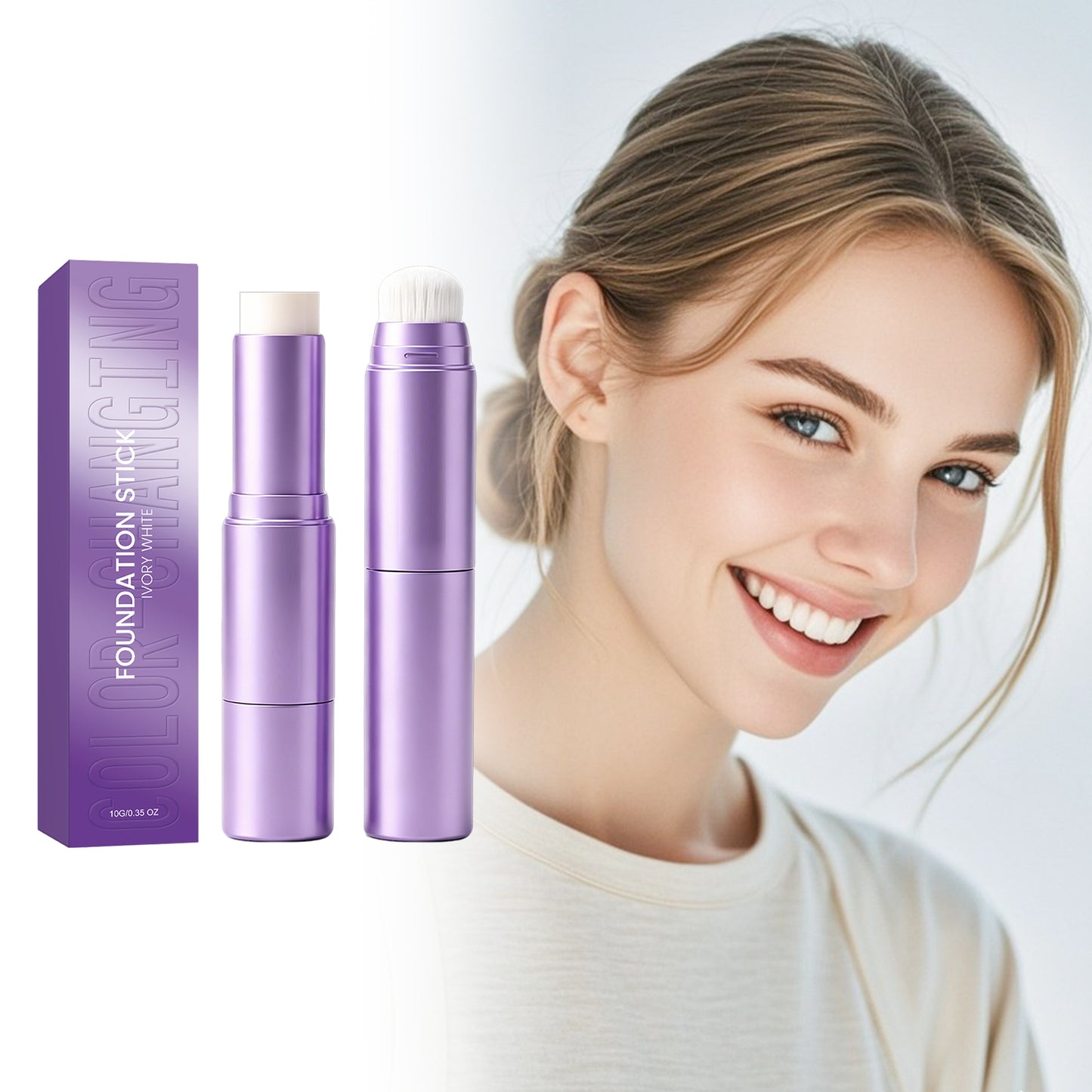Color-Changing Foundation Stick 10g - 2-in-1 Face Makeup for Flawless Finish