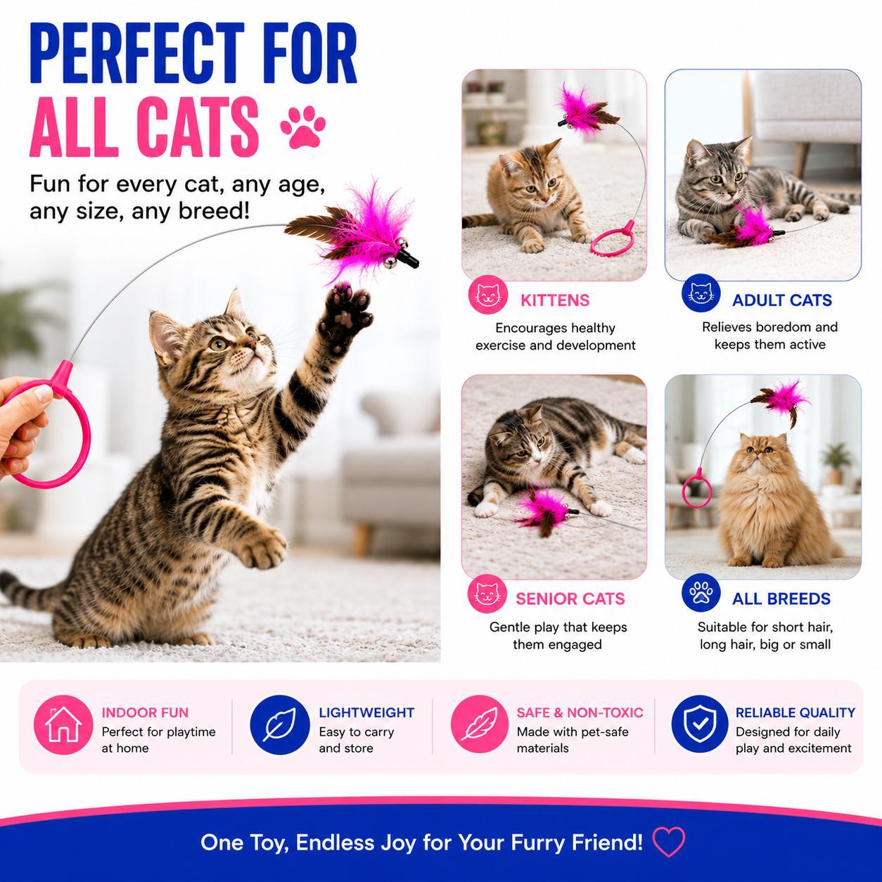 Interactive Cat Feather Collar Toy - Self-Play Pet Teaser for Indoor Cats