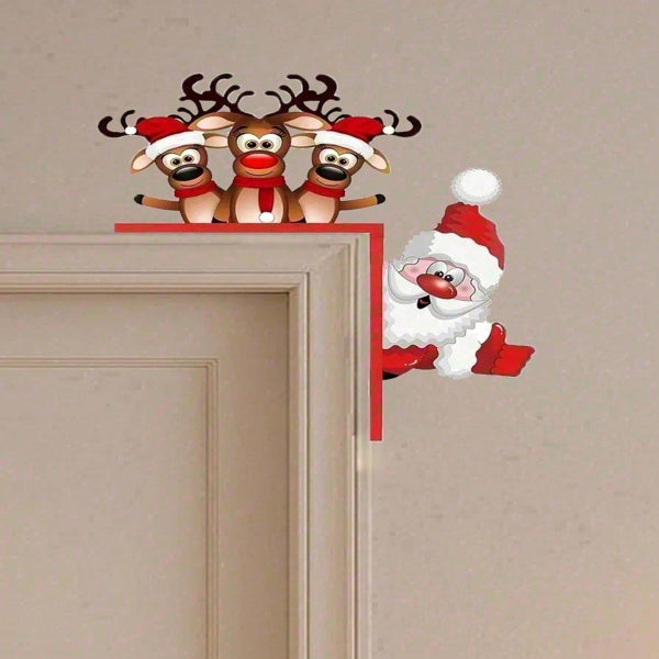 Waterproof Reindeer Christmas Door Hanger - Indoor/Outdoor Decor