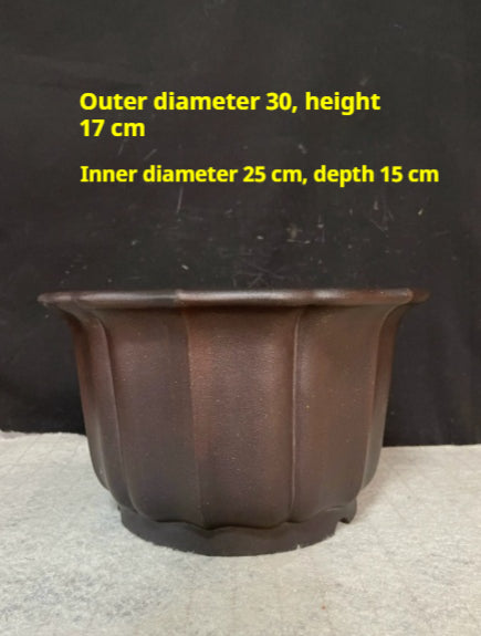 Purple Clay Flower Pot Floor-Standing Garden Planter 30x17cm Handmade