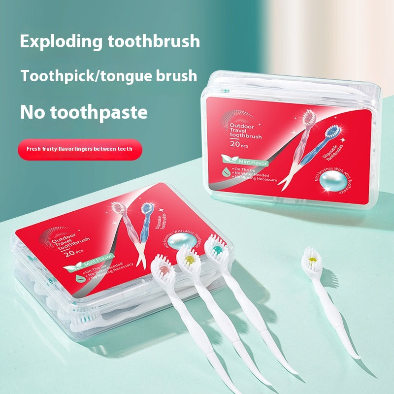 Disposable Bead Toothbrush 20 Pack Portable Oral Care Set - Multiple Flavors