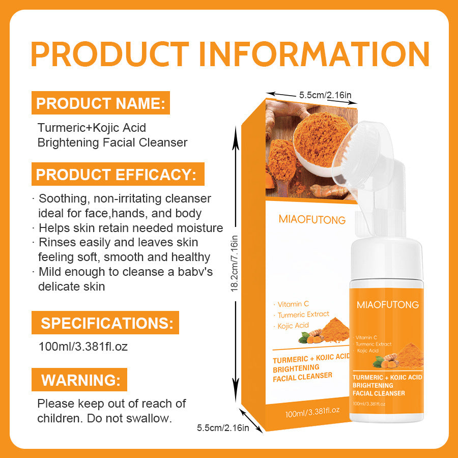 Turmeric Facial Cleansing Mousse - 100ml Gentle Brightening Wash