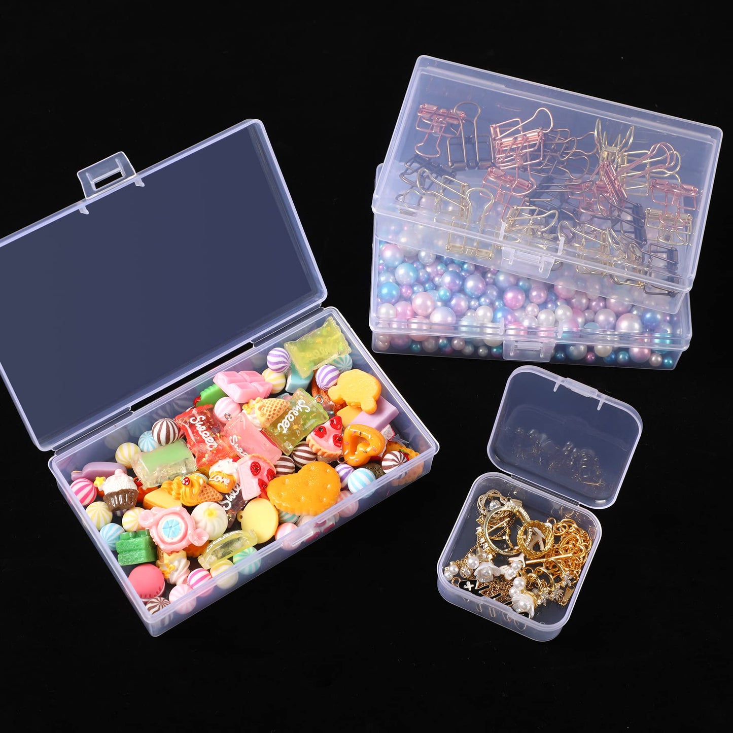 24 Pcs Clear Plastic Storage Containers with Lids - Small Organizers for Crafts, Beads, Jewelry