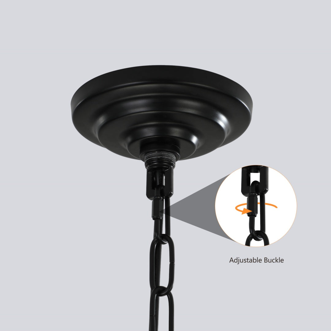 Modern 8-Light Black Gold Geometric Pendant Chandelier
