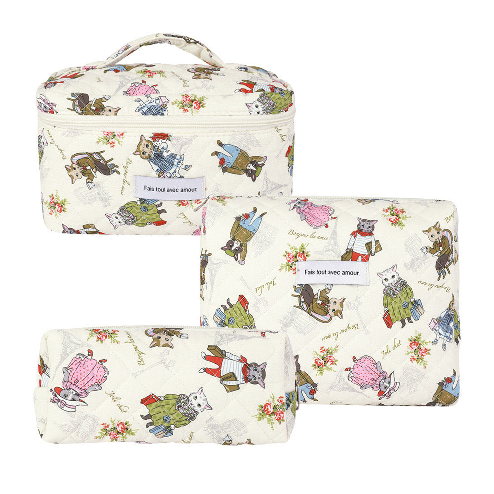 Large Capacity Portable Cosmetic Bag with Floral Design - Travel Makeup Organizer