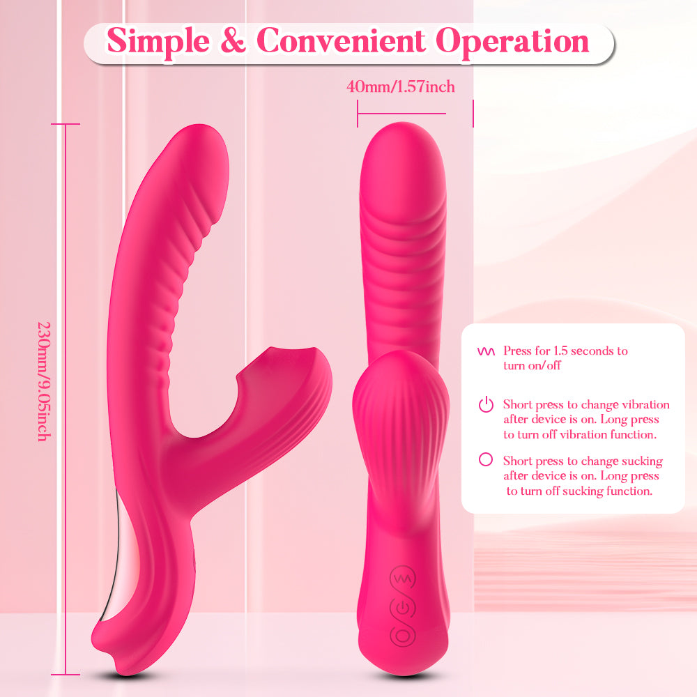 G-Spot Vibrator - Sucking Clit Stimulator Dildo Massager with 10 Modes, Silicone Adult Sex Toy