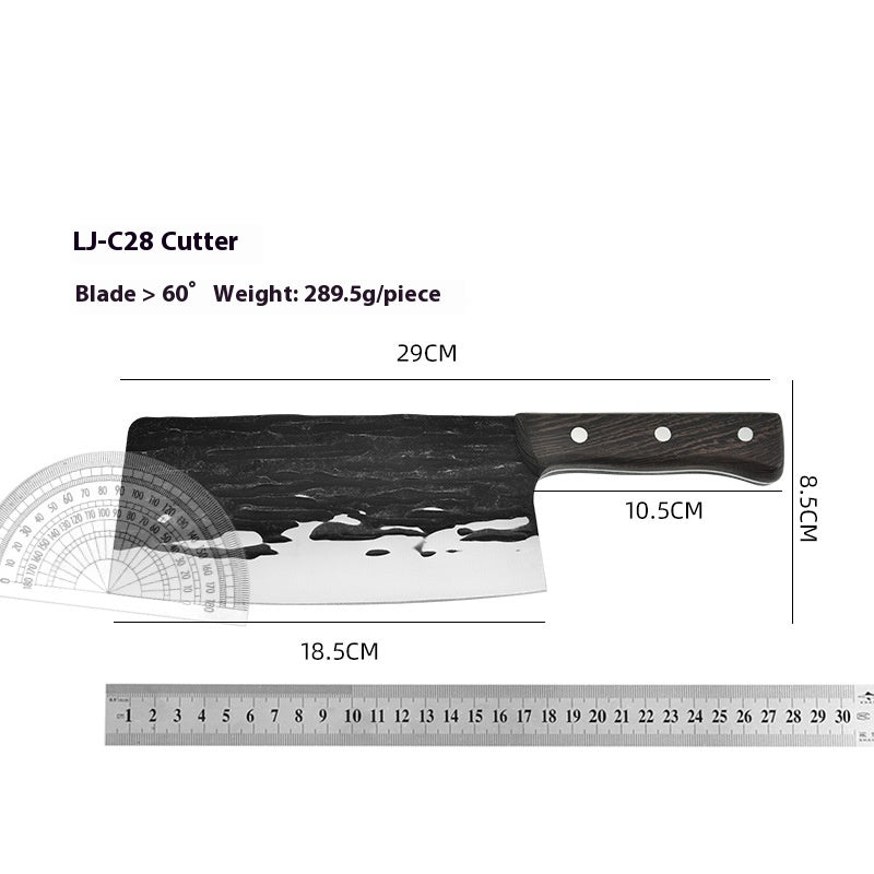 Stainless Steel Kitchen Slicing Knife with Wooden Handle - Forging Pattern, Dual-Purpose