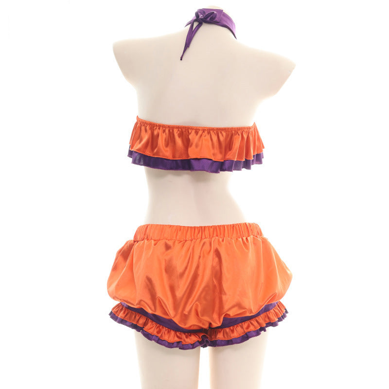 European & American Style Pumpkin Pajama Set for Adults - Cozy Cotton Blend Sleepwear