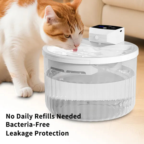 Large Capacity Automatic Pet Water Fountain - Quiet No-Refill Cat Dispenser - White