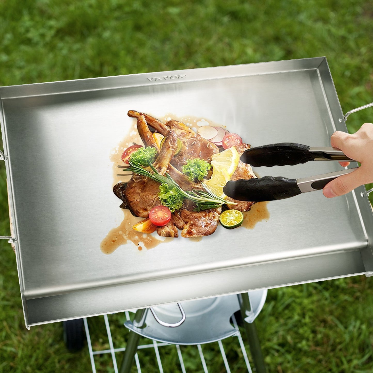 23.5"x16" Pre-Seasoned Stainless Steel Griddle Pan - Silver