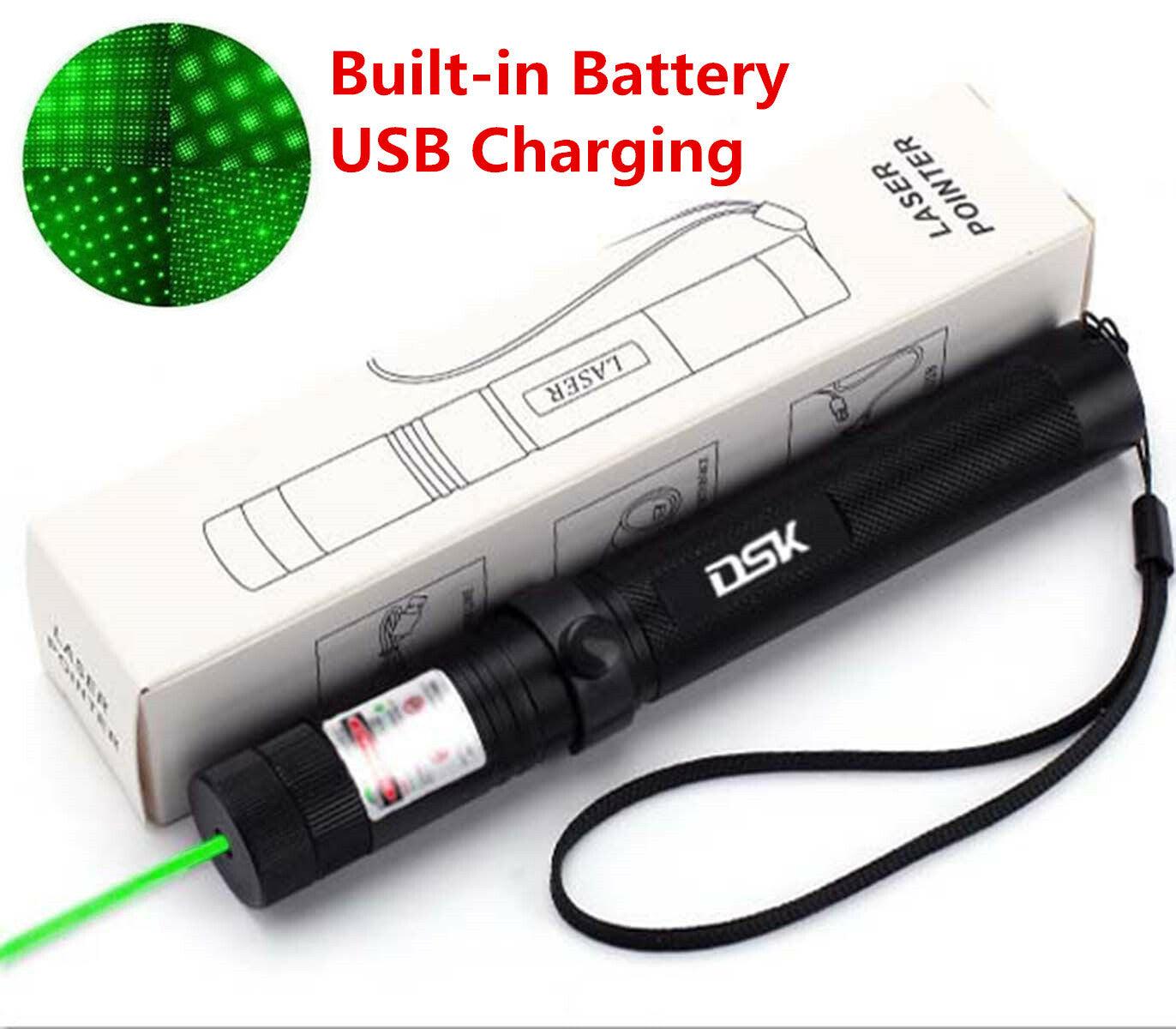USB Rechargeable Green Laser Pointer Pen Light for Astronomy & Presentations