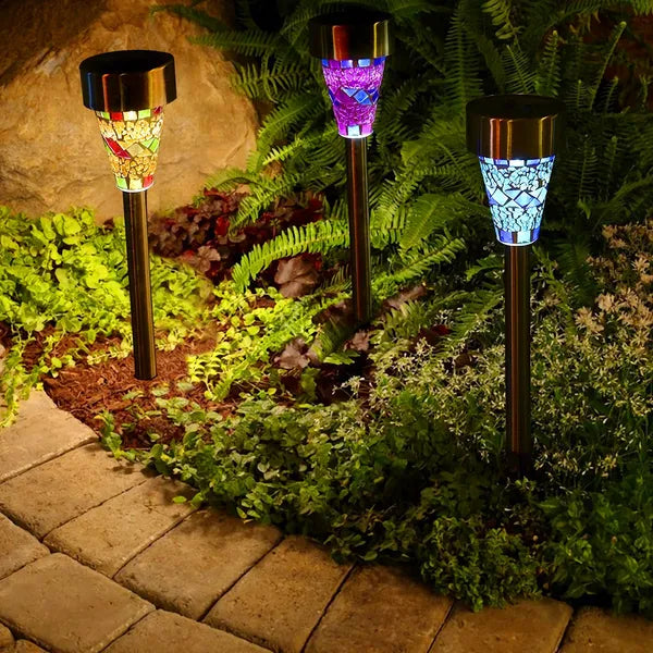 Multicolor Solar Garden Pathway Lights Outdoor Waterproof Landscape Lamps - 6 Pack