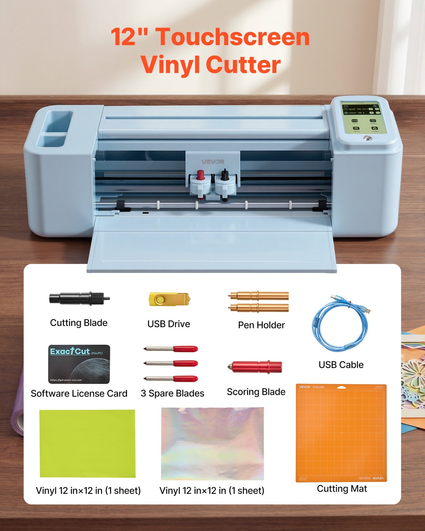 Vinyl Cutting Machine 12 Inch Touchscreen Vinyl Cutter for Crafts & Decor