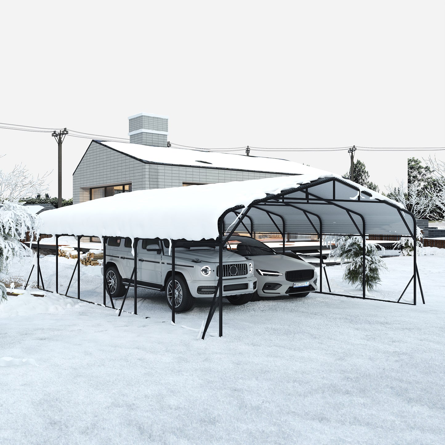 Carport Canopy 20 X30 Heavy Duty Car Port Galvanized Steel Roof,