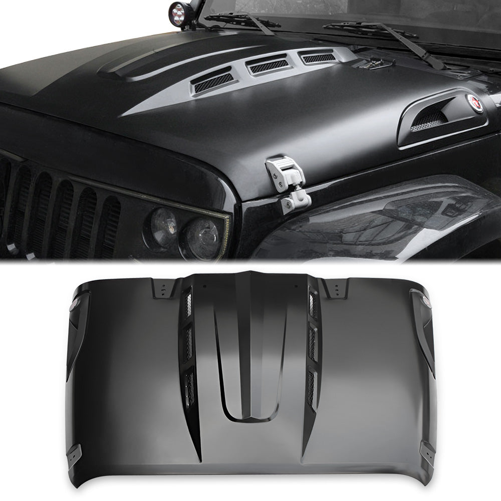 Avenger Style Replacement Hood for 2007-2017 Jeep Wrangler JK - Black