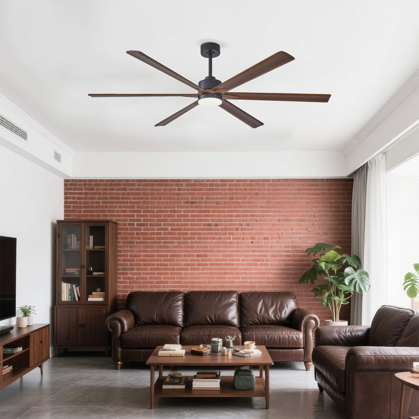 70-Inch Ceiling Fan with Lights - Quiet DC Motor, 6 Speed, Solid Wood Blades, Reversible - Matte Black