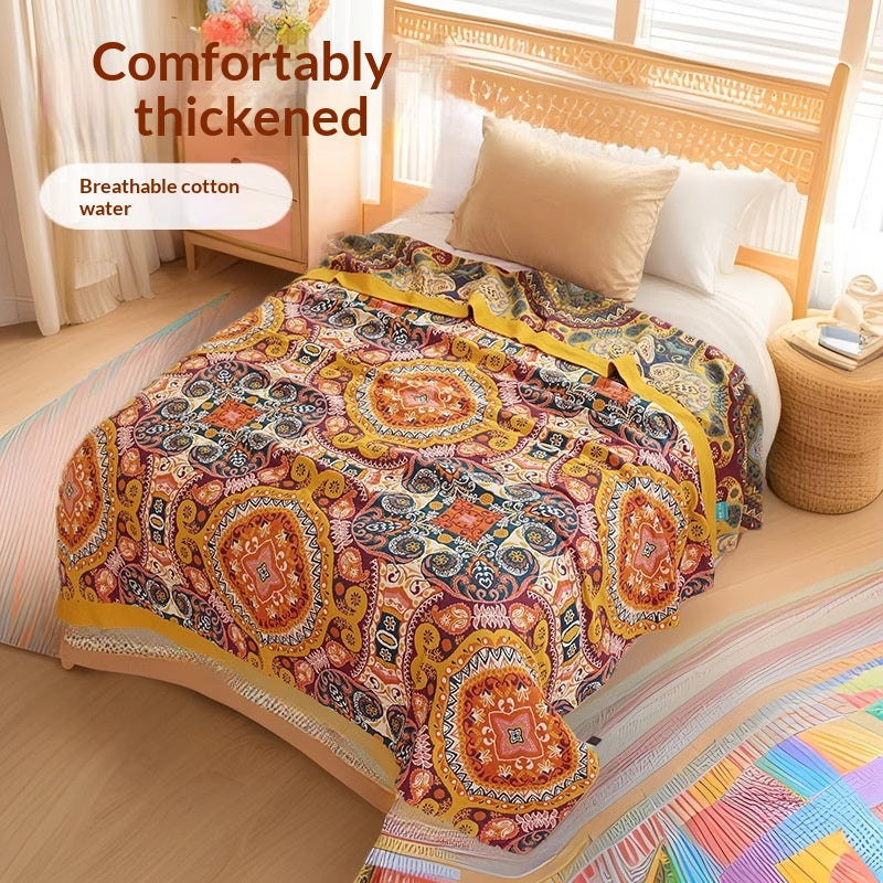 Cross-border Five-layer Gauze Cotton Thangka Bedding Set - Geometric Pattern