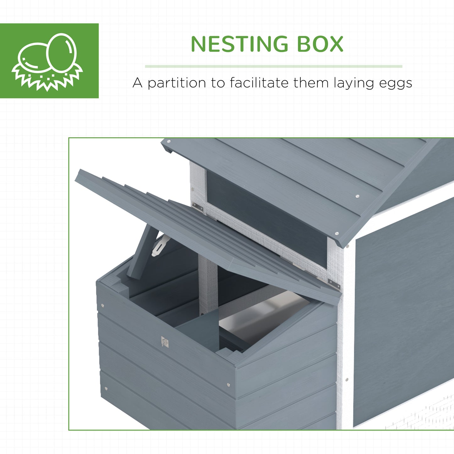 59-Inch Wooden Chicken Coop Poultry House with Nesting Box & Removable Tray