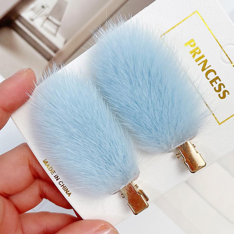 Women's Mink Hair Seamless Plush Hairpin - Retro Japanese Korean Style